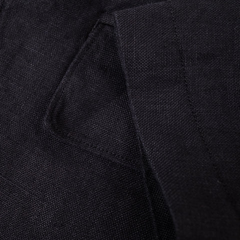 Peak Lapel Lounge Jacket Linen Black