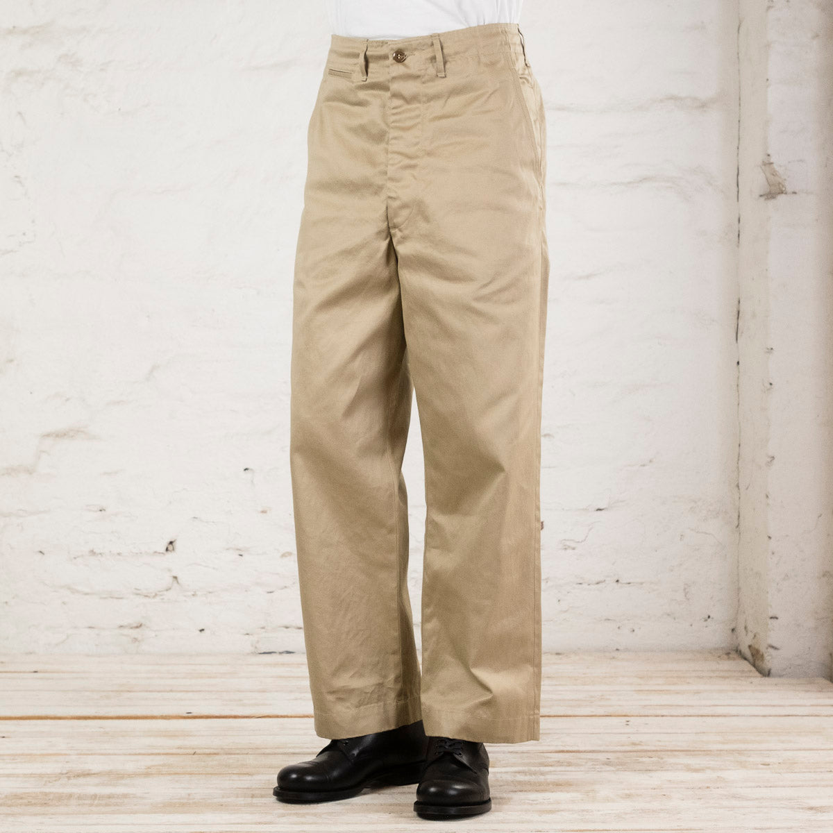 V5361 Vintage Fit Army Trousers Khaki