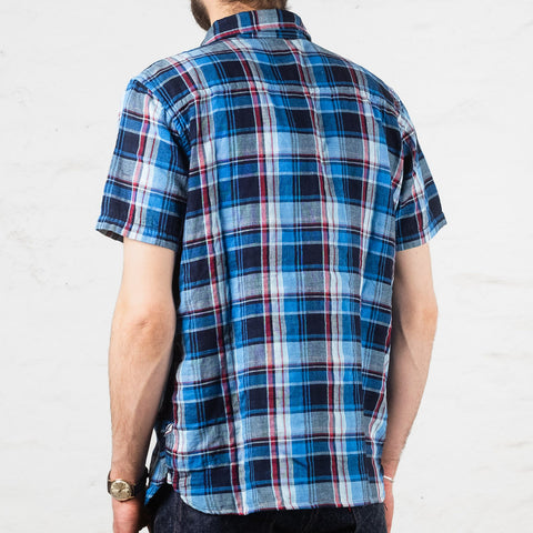 Double Gauze Check Short Sleeve Shirt Indigo