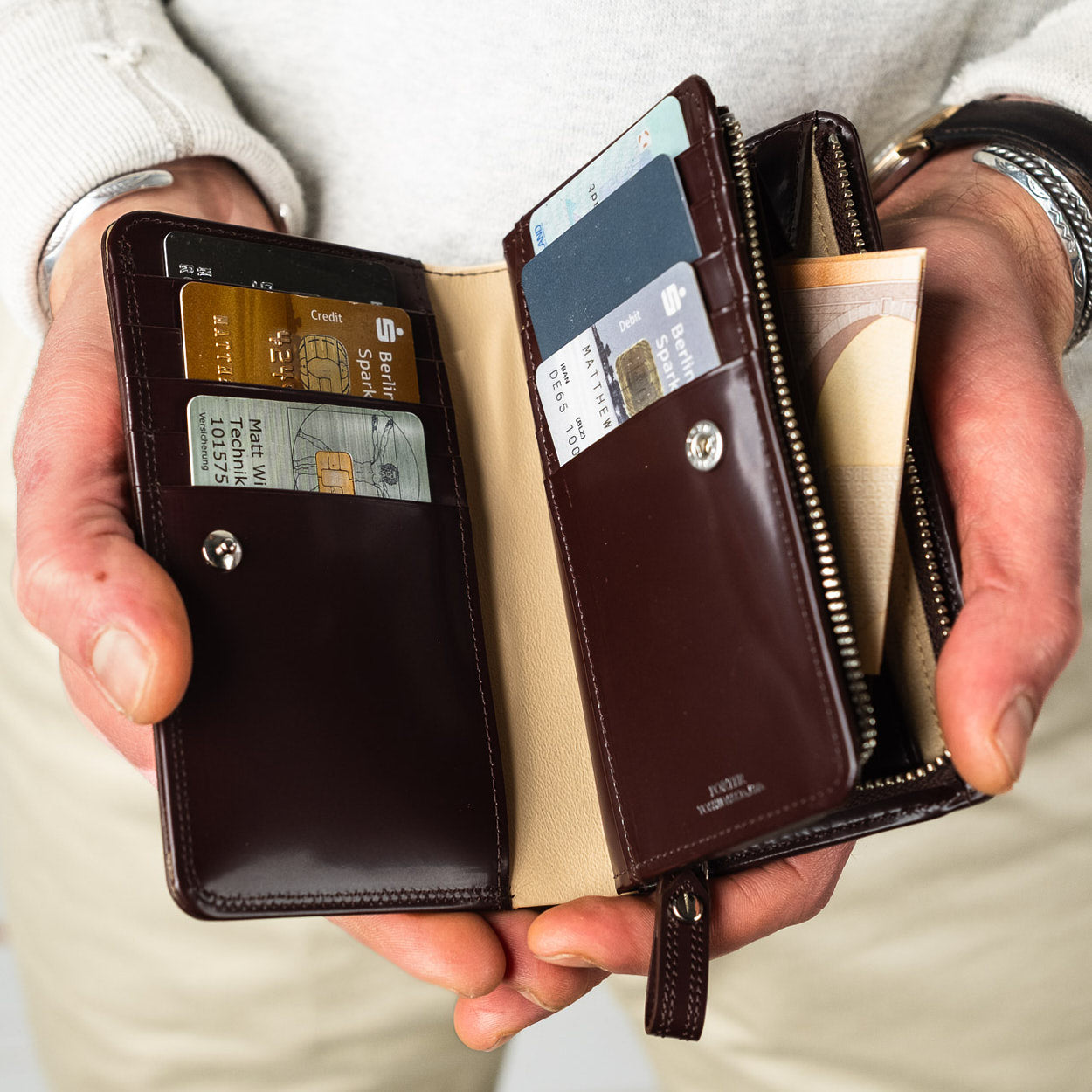 Counter Zip Wallet Brown Horsehide Lining