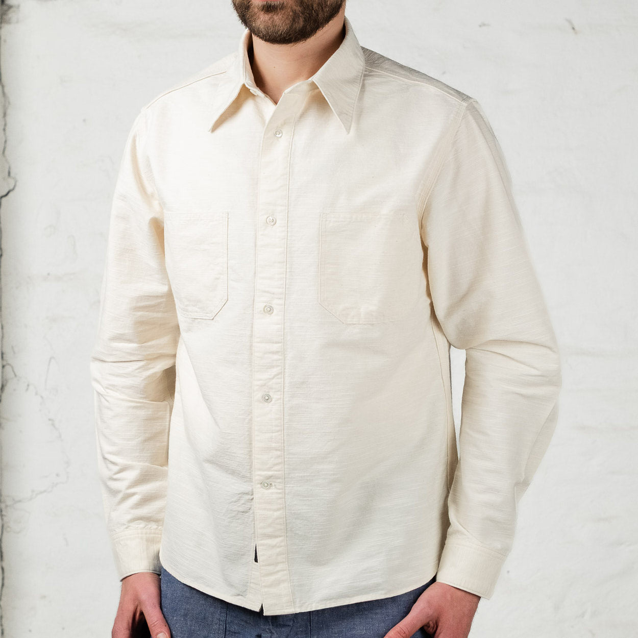 Slub Cashmere Work Shirt Natural