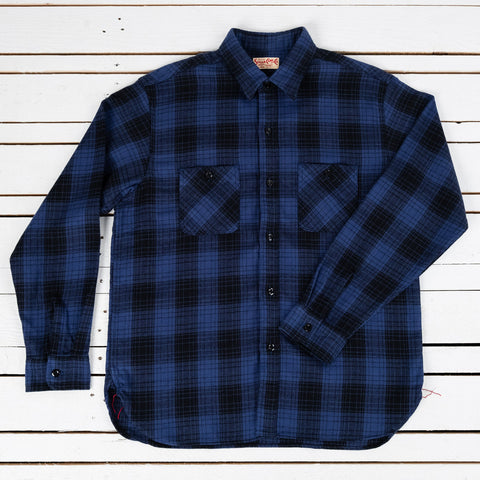 Twill Check Work Shirt Navy