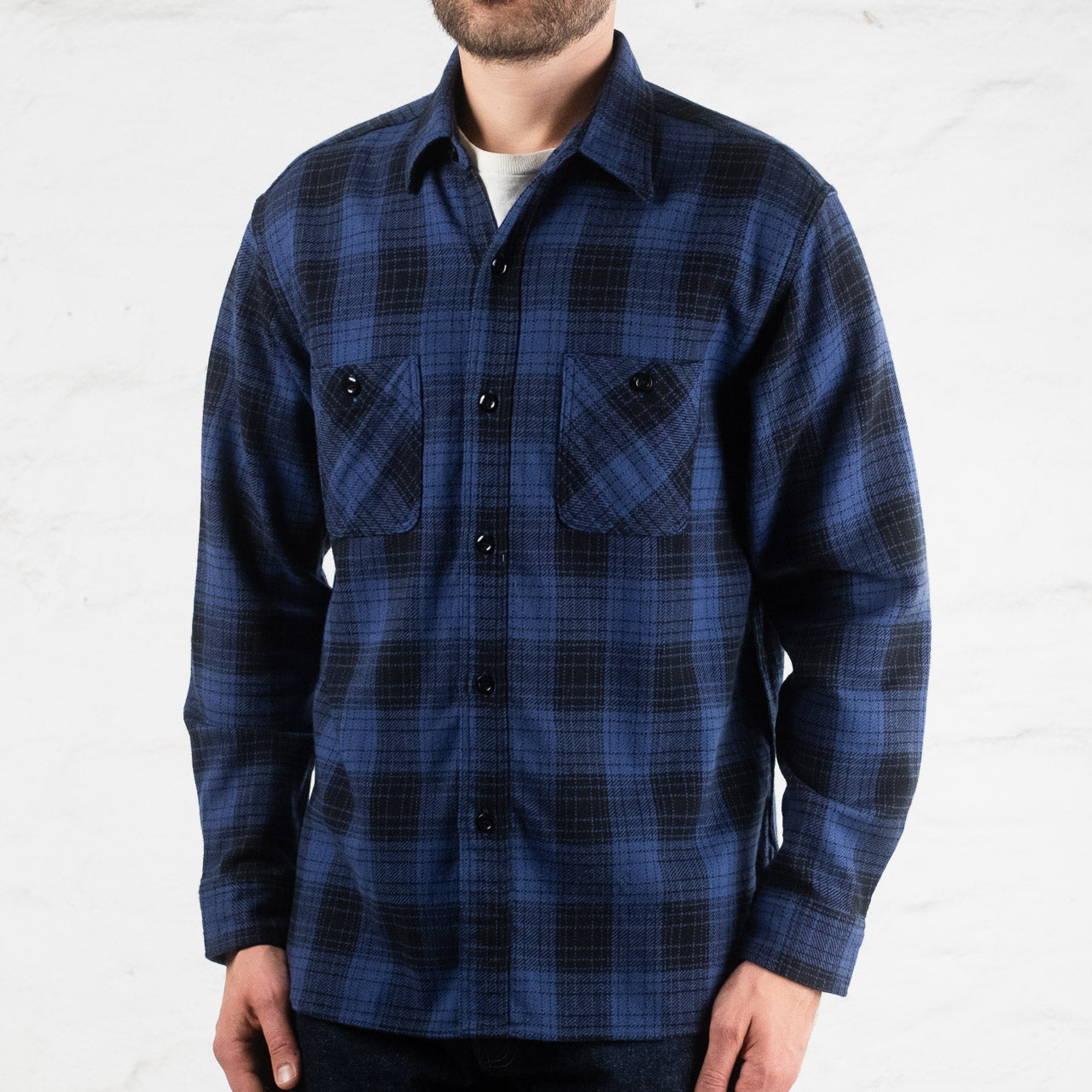 Twill Check Work Shirt Navy