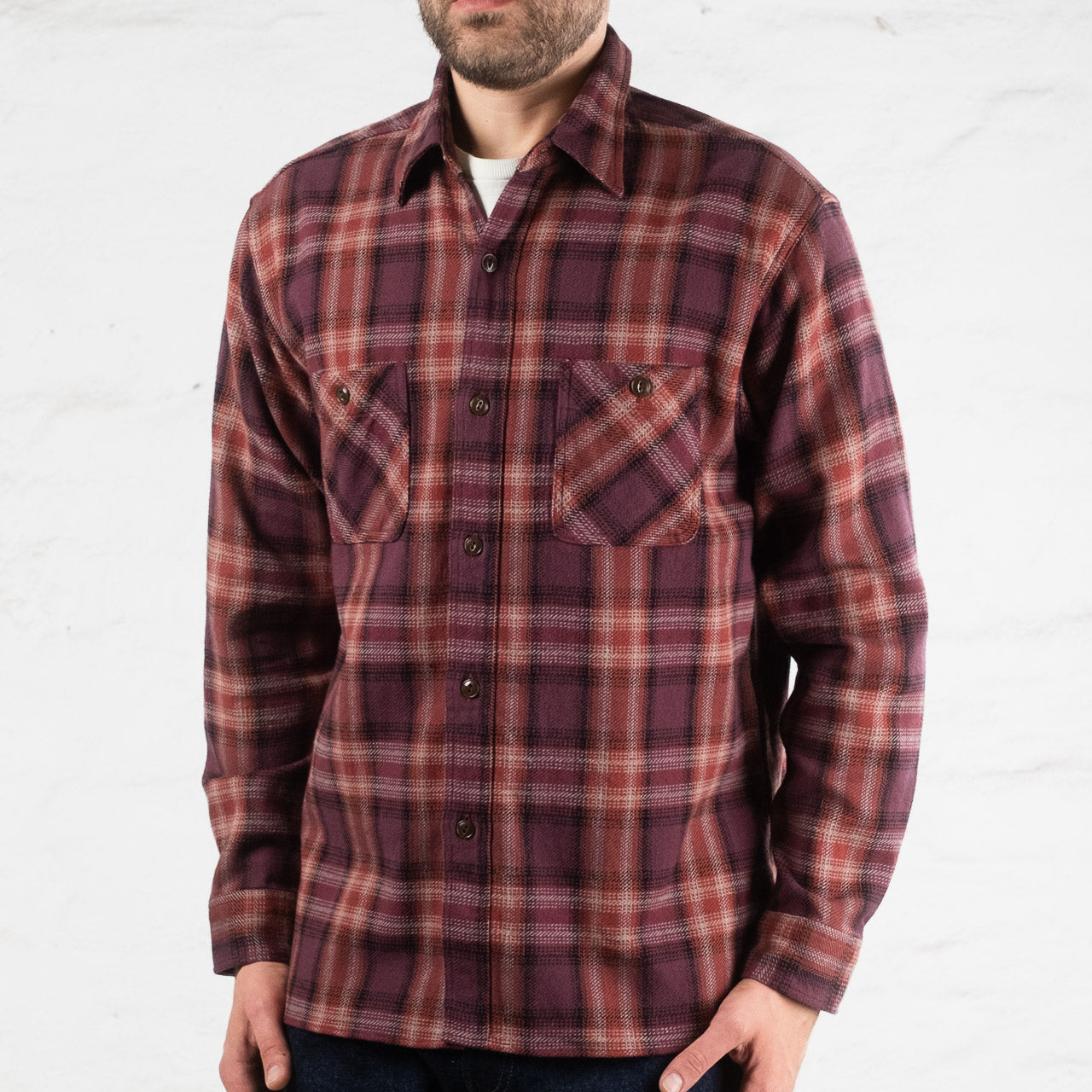 Twill Check Work Shirt Red