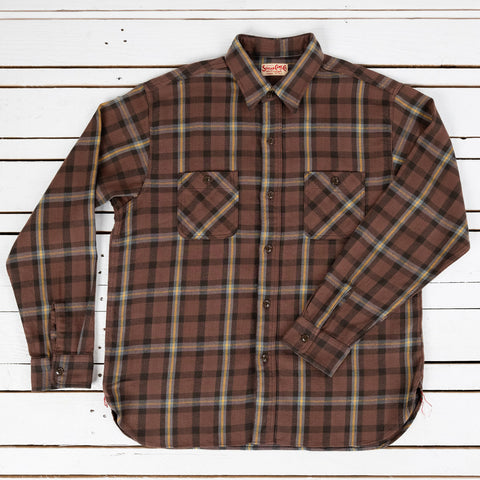 Twill Check Work Shirt Braun