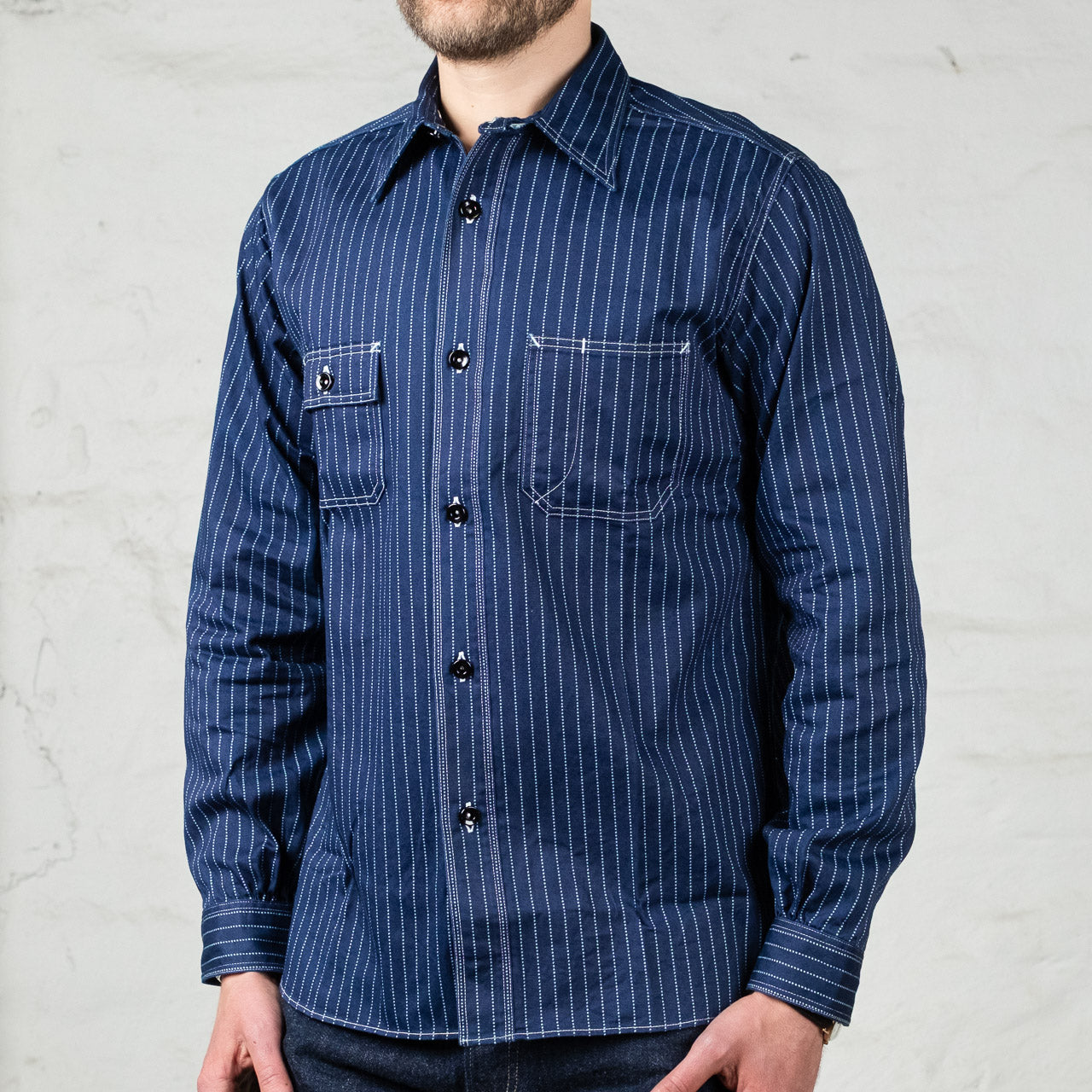 8.5 oz. Wabash Stripe Work Shirt Indigo