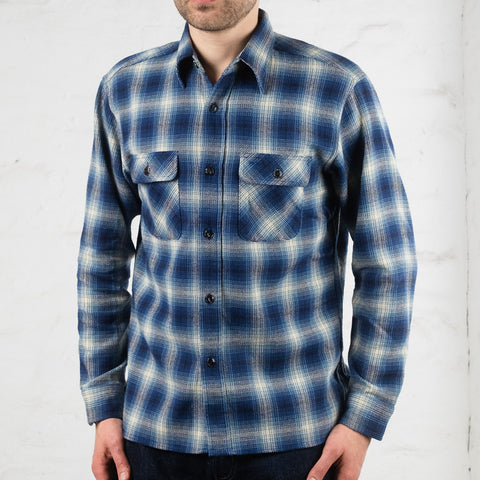 Fiction Romance Twill Check Work Shirts Navy