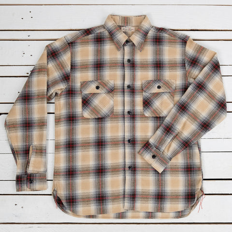 Fiction Romance Twill Check Work Shirts Beige