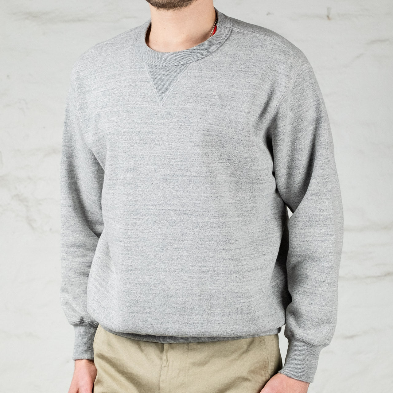 10 oz. Loopwheel Crewneck Sweatshirt Grau Meliert