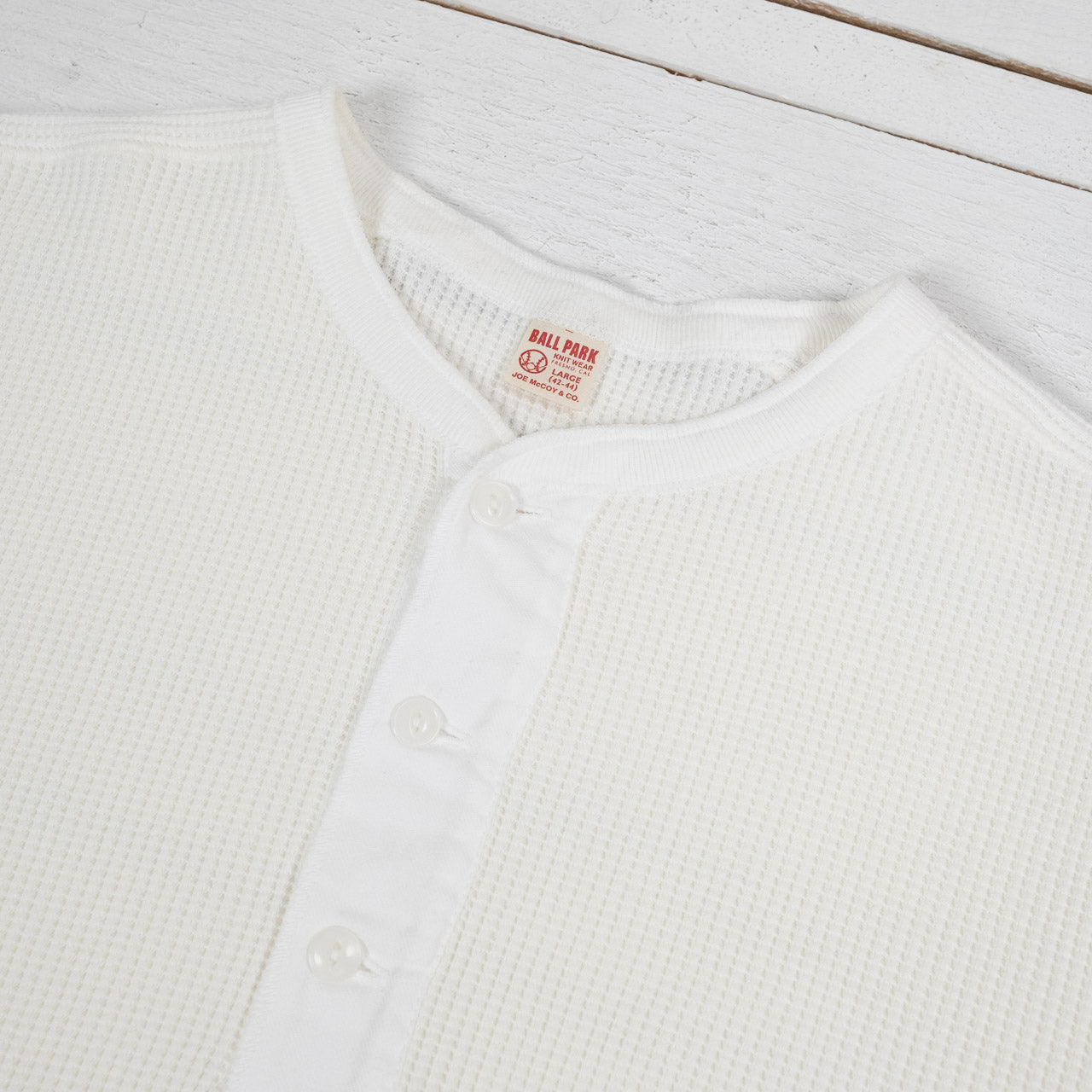 Waffle Thermal Henley Longsleeve White