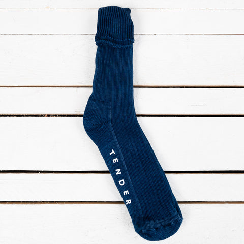 Rib Socks Achilles' Heel Indigo Dyed