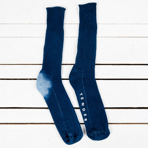 Rib Socks Achilles' Heel Indigo Dyed