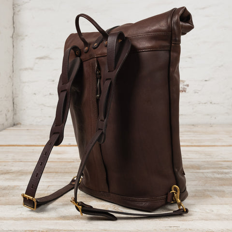 Leder Rolltop Rucksack Braun