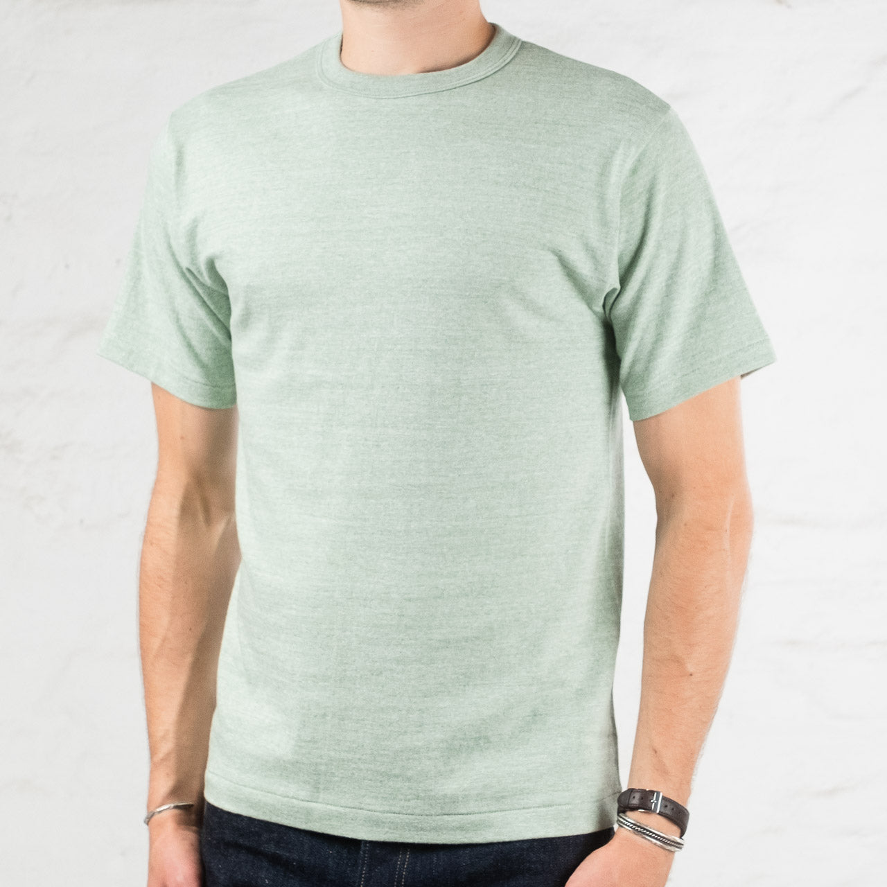 88/12 Crew Neck T-Shirt Green Mottled