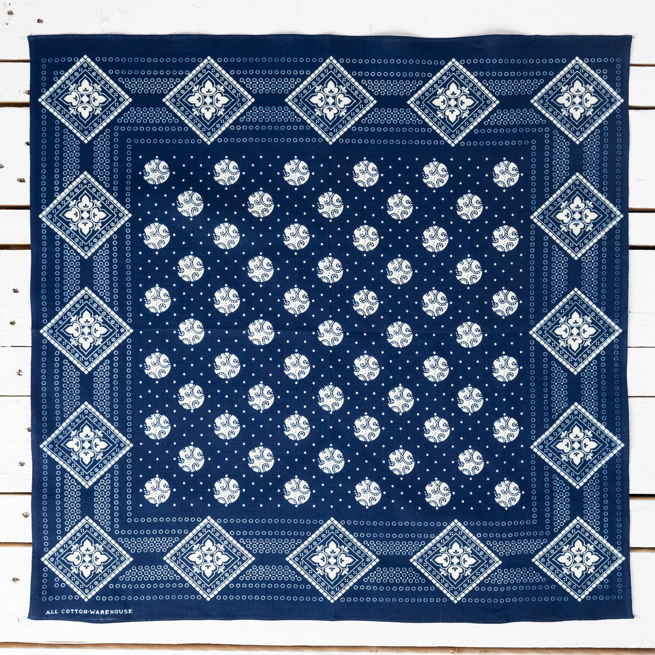 Selvedge Bandana Geometric Pattern Indigo