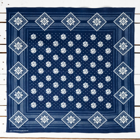 Selvedge Bandana Geometric Pattern Indigo