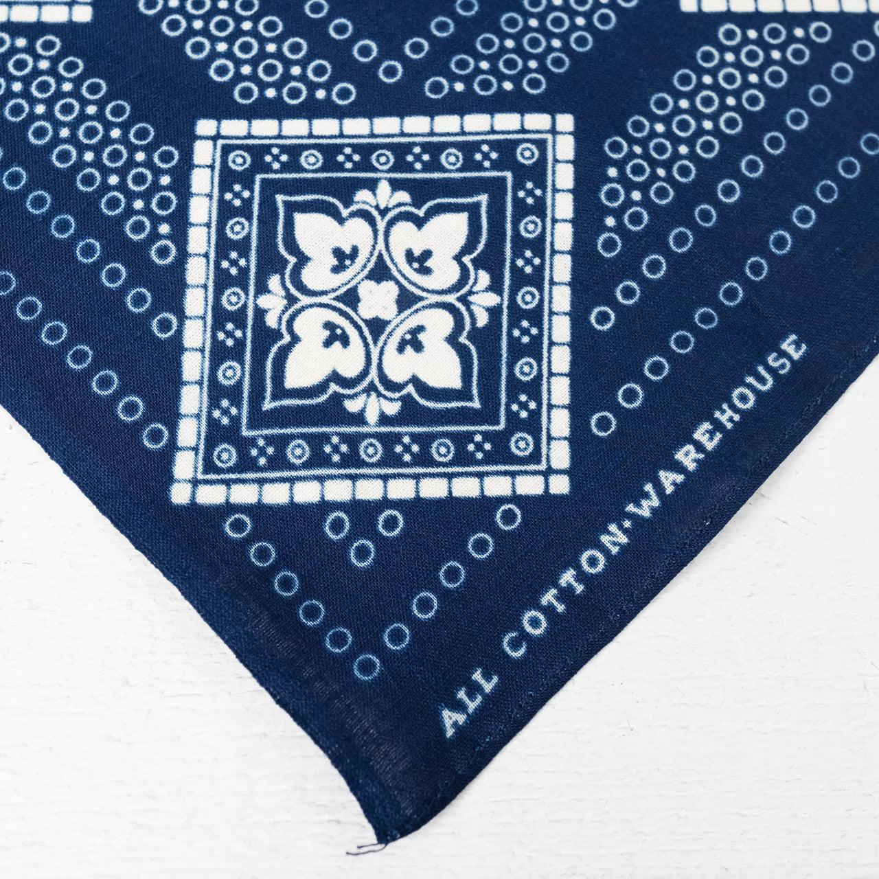 Selvedge Bandana Geometric Pattern Indigo