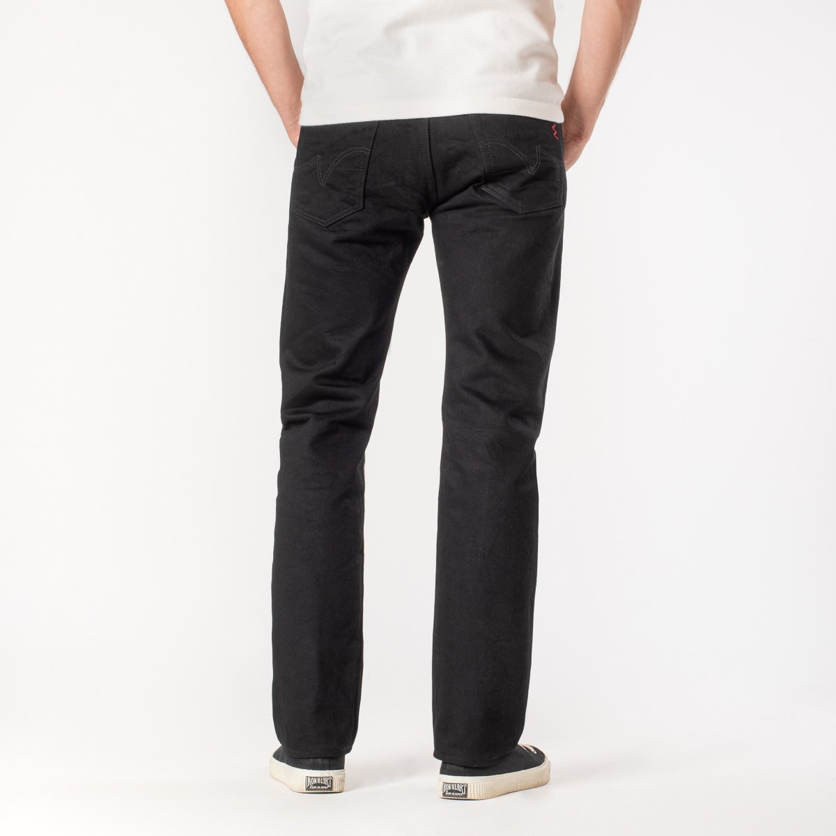 IH-666S-142bb 14oz Slim Straight Black/Black