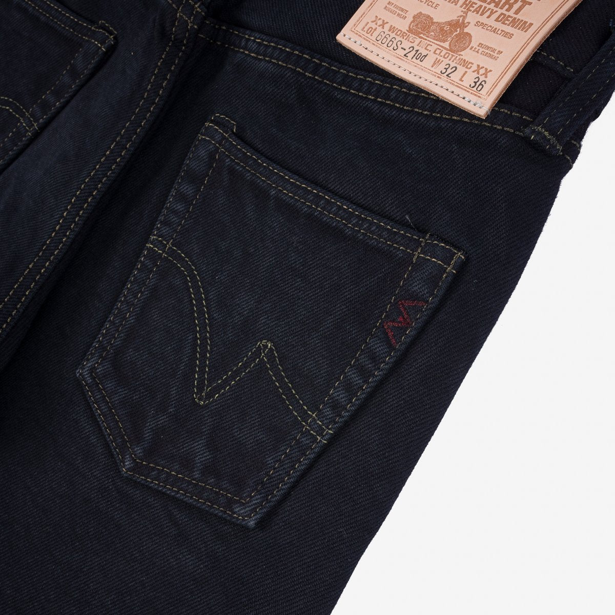 IH-666S-21od 21oz Slim Straight Indigo Overdyed Black