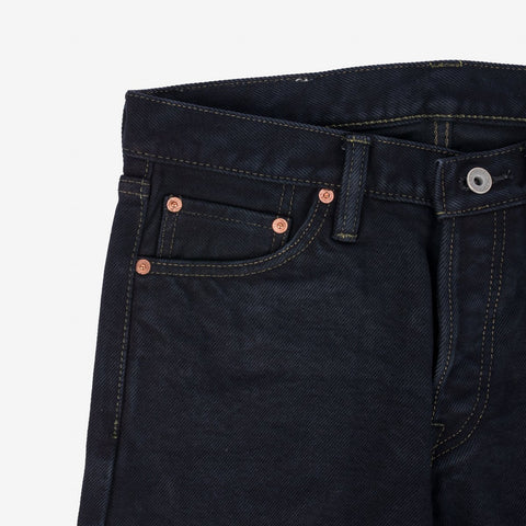 IH-666S-21od 21oz Slim Straight Indigo Overdyed Black