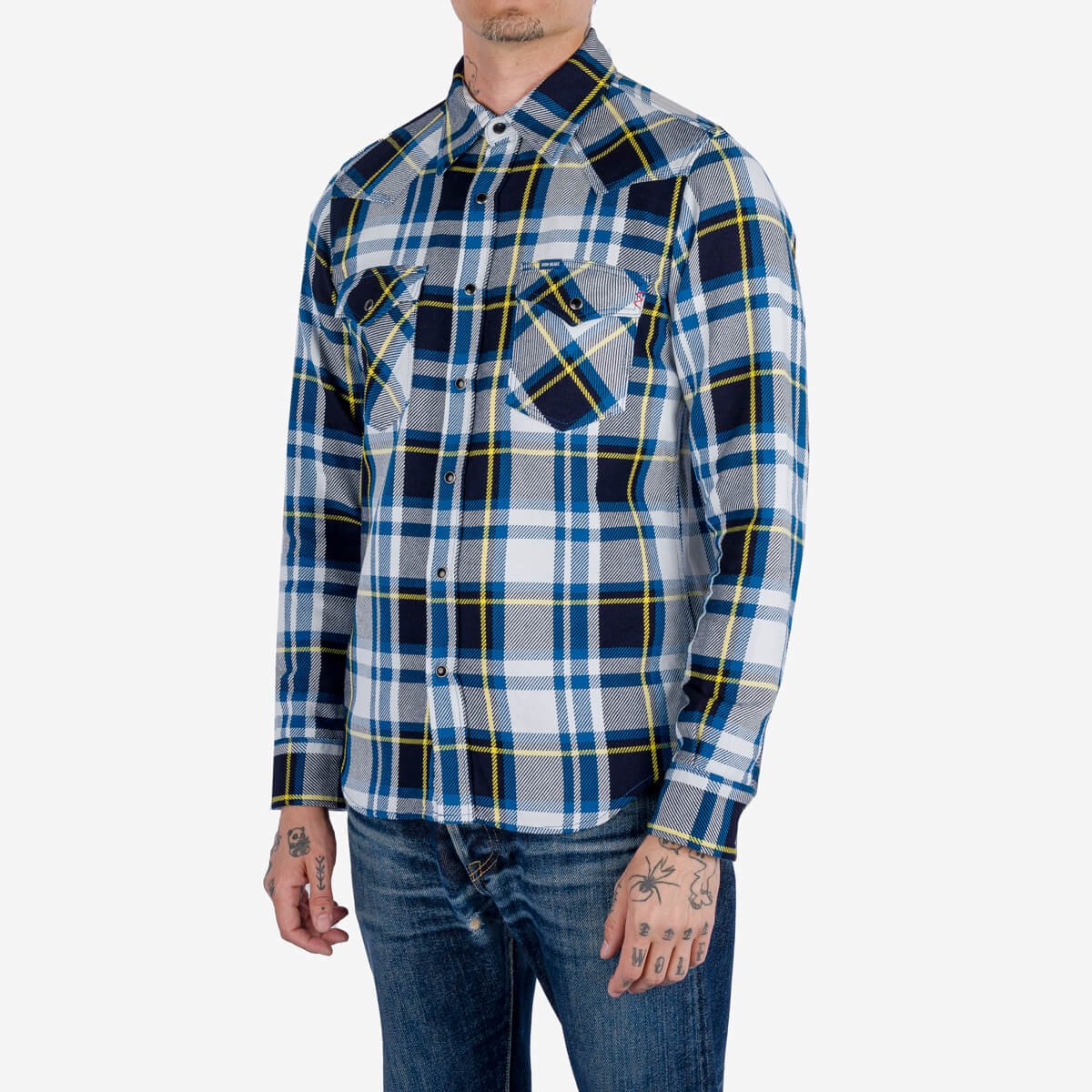 IHSH-390 9oz American Check Western Shirt Blau