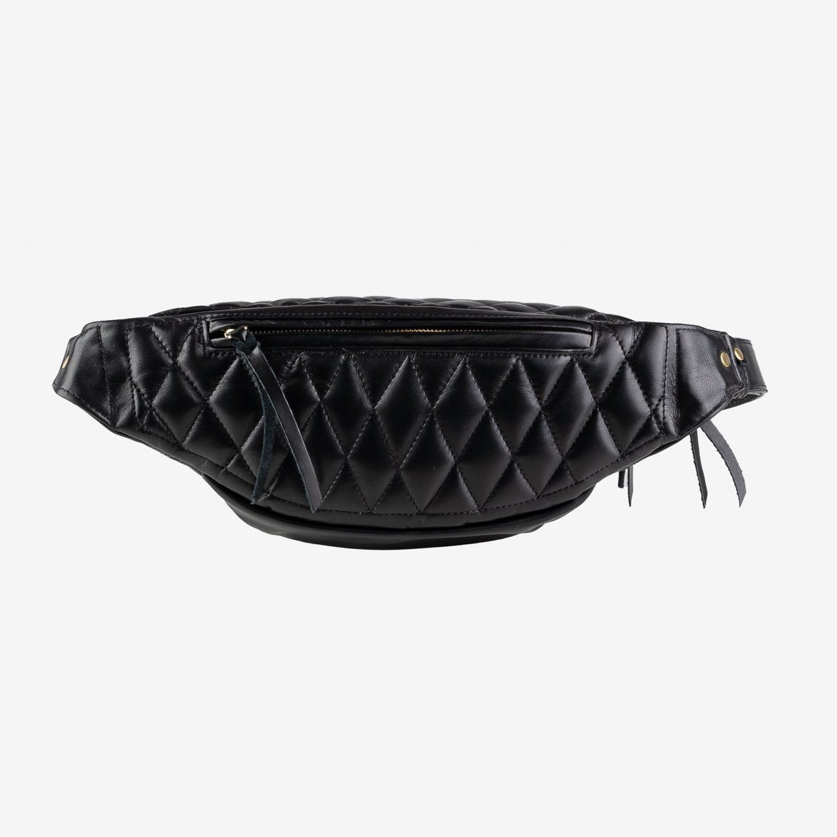 IHE-45 Diamond Stitched Leather Waist Bag Schwarz