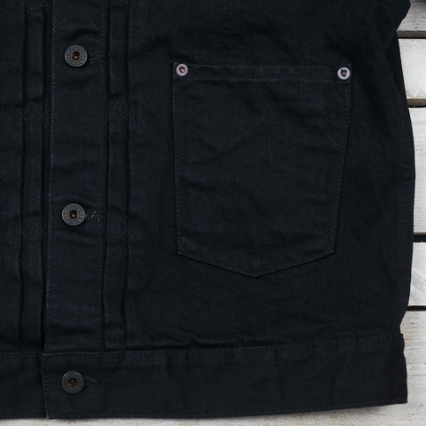 15 oz. Black Denim Pleats Jacket