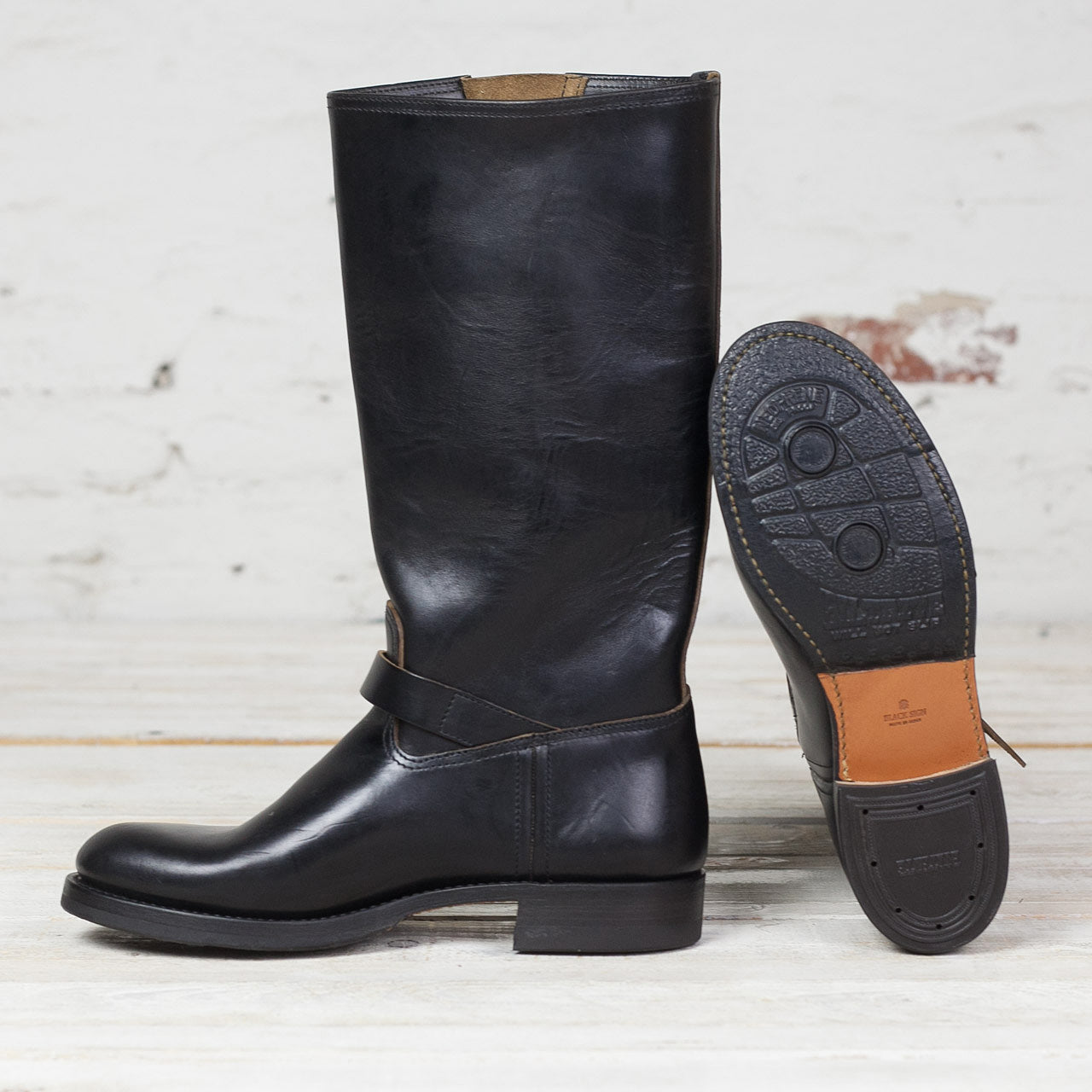 BLACK SIGN Aviator Boots Horsehide Black