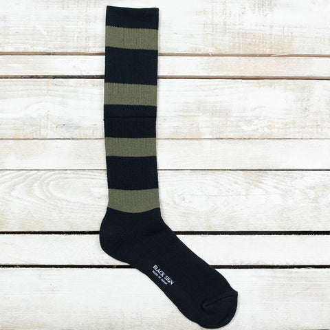 Wide Border BS Fit Boot Socks Green