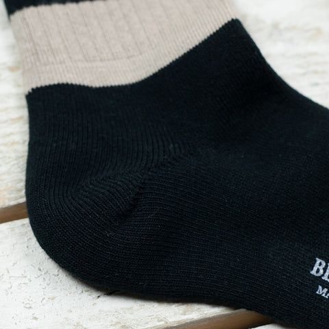 Wide Border BS Fit Boot Socks Sand