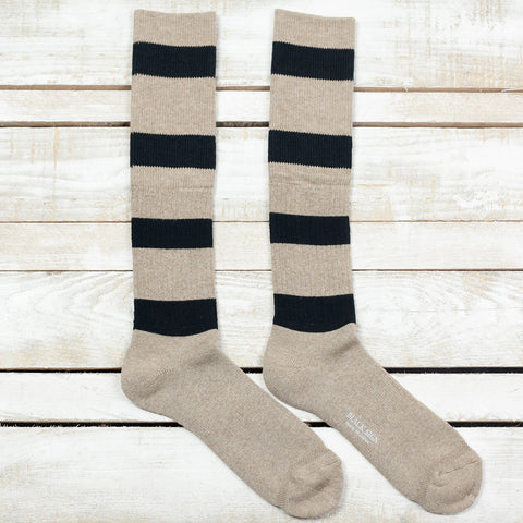 Wide Border BS Fit Boot Socks Beige