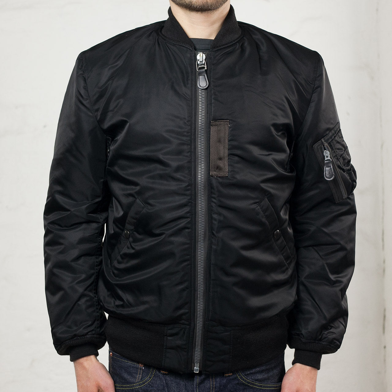 William Gibson MA-1 Jacket Slender Long Schwarz