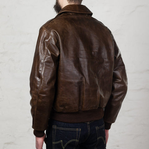 A-2 Pearl Harbor Time Worn Leather Jacket Brown