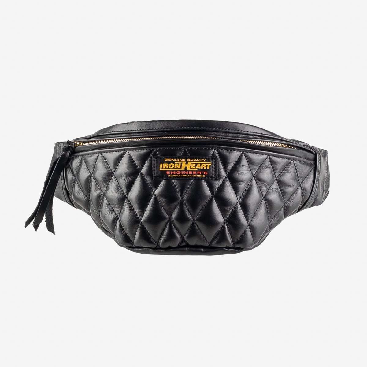 IHE-45 Diamond Stitched Leather Waist Bag Schwarz