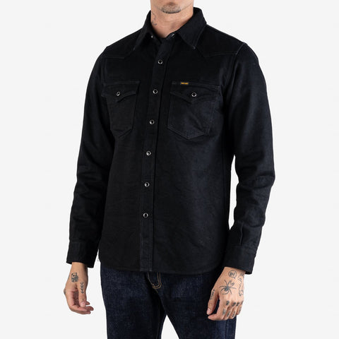 IHSH-295-BLK 14 oz. Selvedge Western Shirt Black/Black