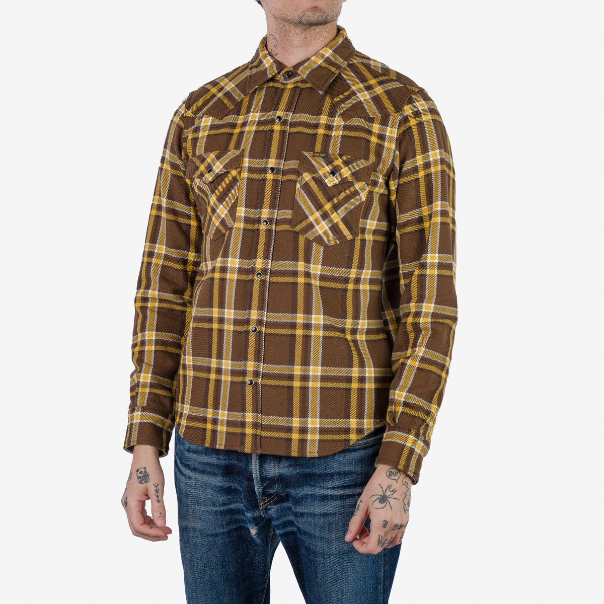 IHSH-372 Western Shirt Crazy Check Braun