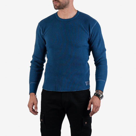 IHTL-1301-IND Waffle Long Sleeved Thermal Top Indigo