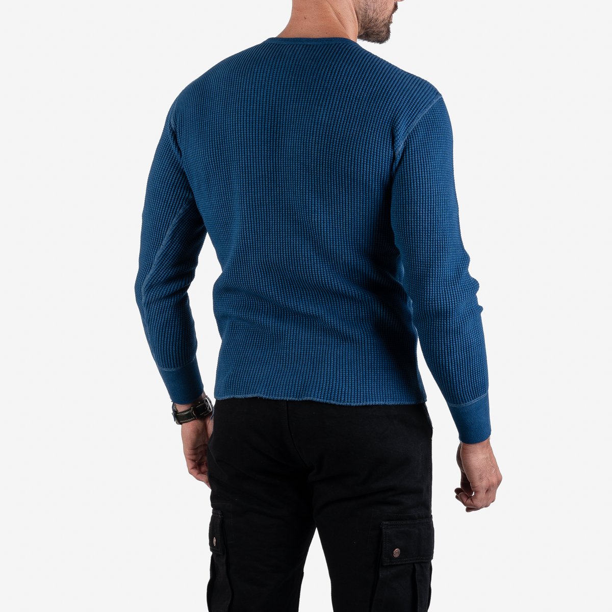 IHTL-1301 Waffle Long Sleeved Thermal Top Indigo