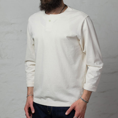 Henleyneck LS T-Shirt Ecru