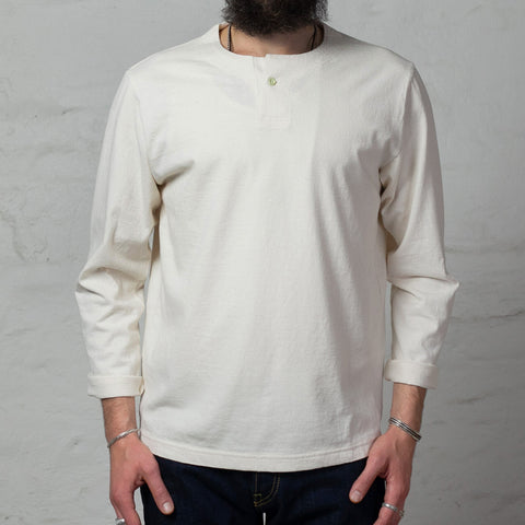 Henleyneck LS T-Shirt Ecru