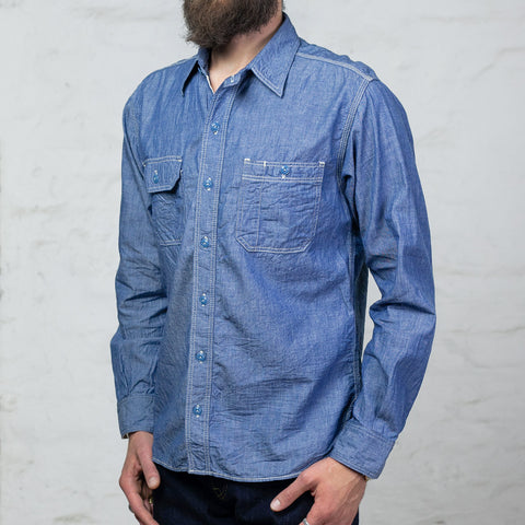 MS044 Chambray Hemd Blau