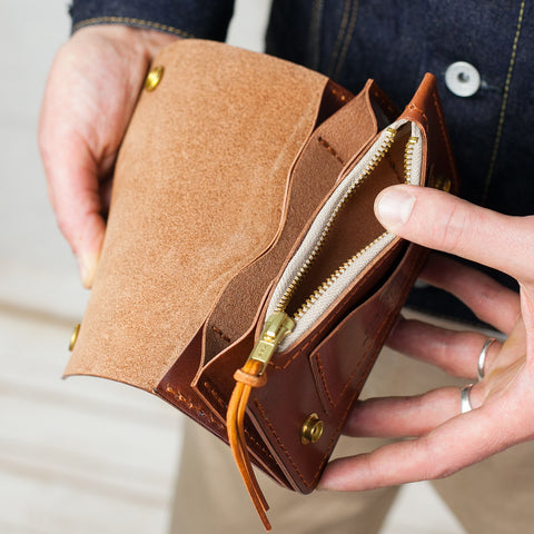 Classic biker wallet brown