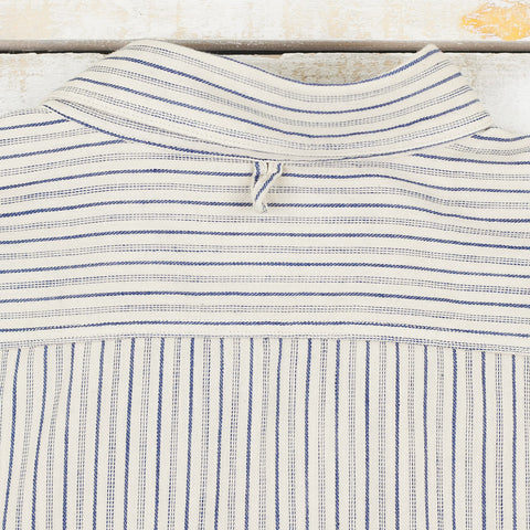 Shawl Collar Shirt Indigo Stripe