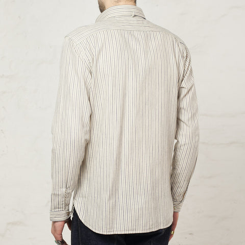 Shawl Collar Shirt Indigo Stripe