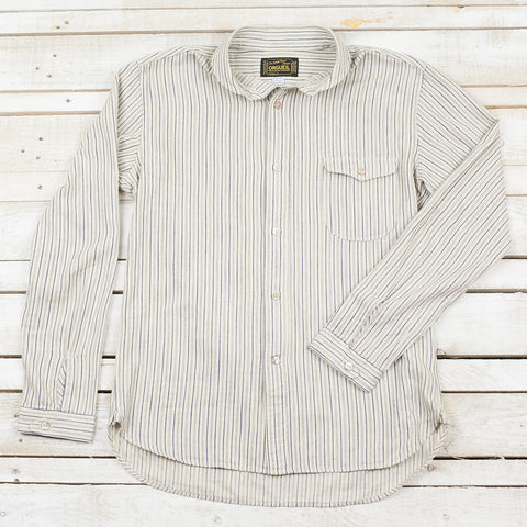 Shawl Collar Shirt Indigo Stripe