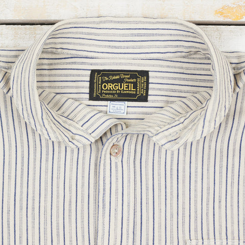 Shawl Collar Shirt Indigo Stripe