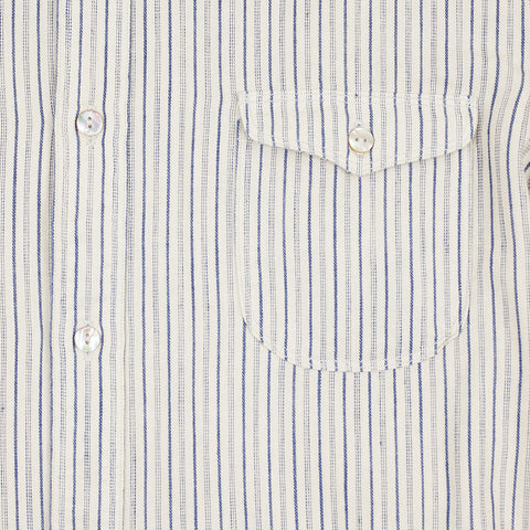 Shawl Collar Shirt Indigo Stripe