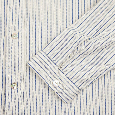 Shawl Collar Shirt Indigo Stripe