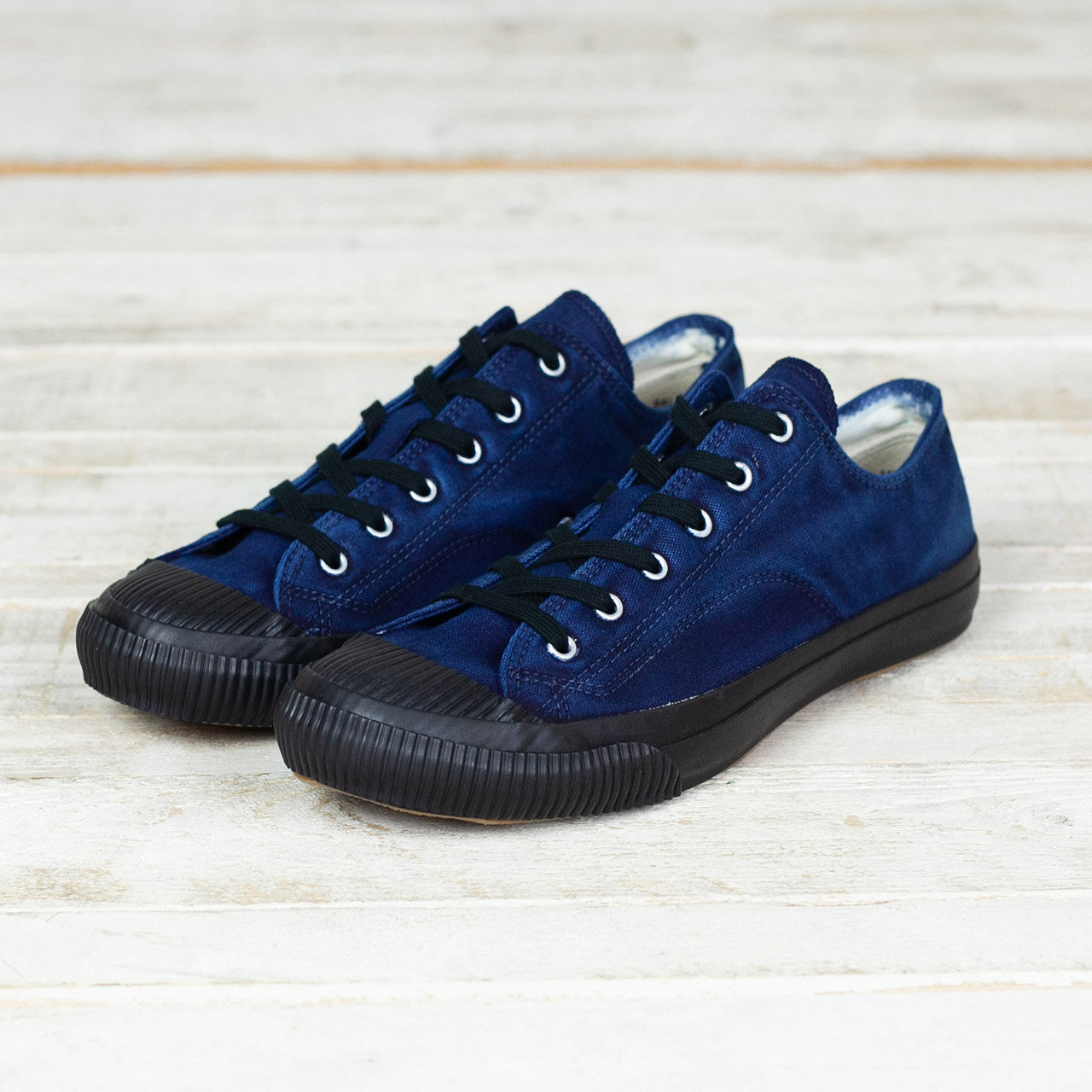 Shell Cap Low Sneaker Hand Dyed Indigo