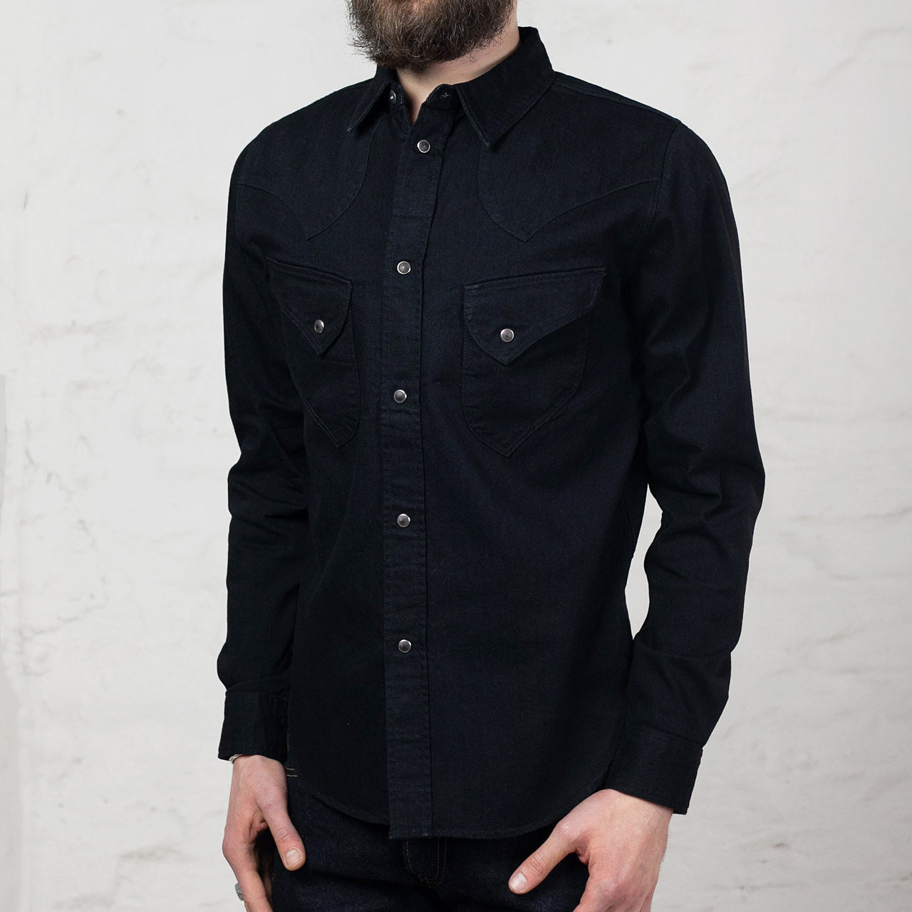 2220 8oz Stretch Denim Western Shirt Schwarz